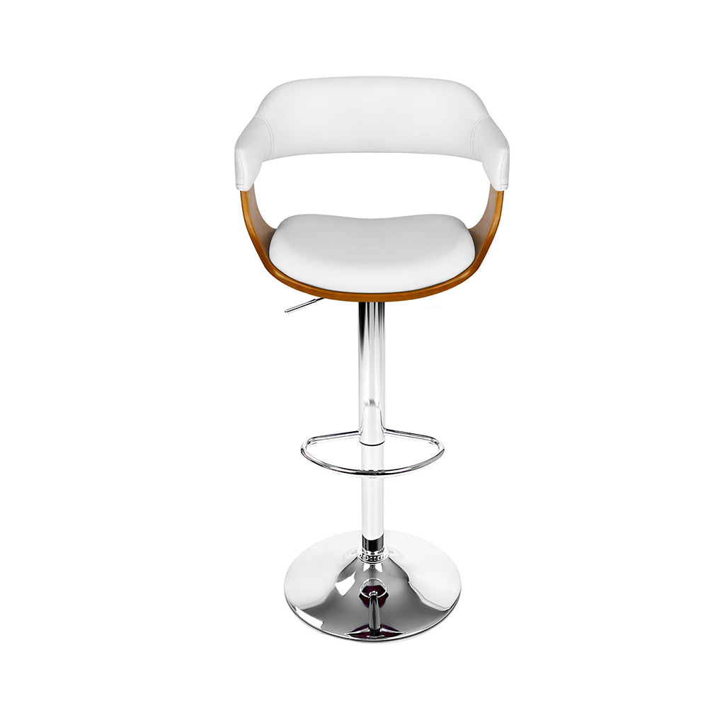 Coastal Charm 2x Bar Stools Gas Lift Leather w/Armrest White