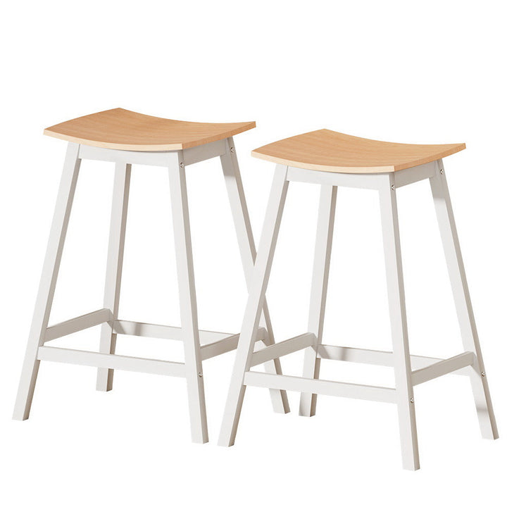 Coastal Charm 2x Bar Stools Wooden Chairs Oak