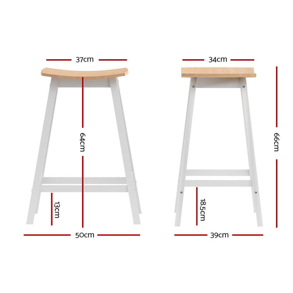 Coastal Charm 2x Bar Stools Wooden Chairs Oak