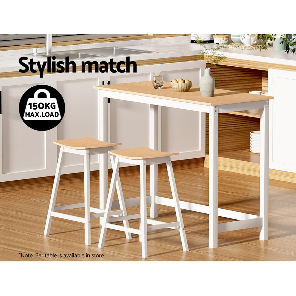 Coastal Charm 2x Bar Stools Wooden Chairs Oak
