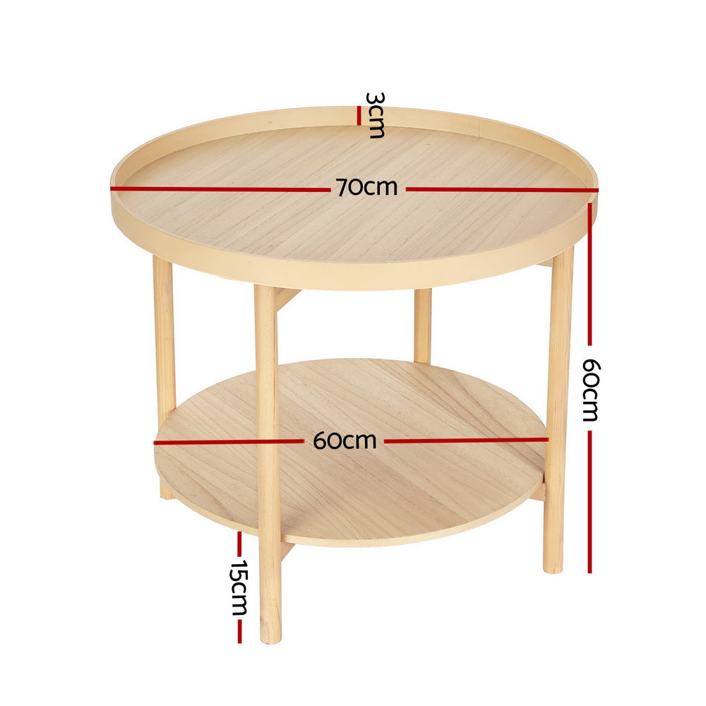Coastal Charm - Artiss Coffee Table Side Table Round 70CM