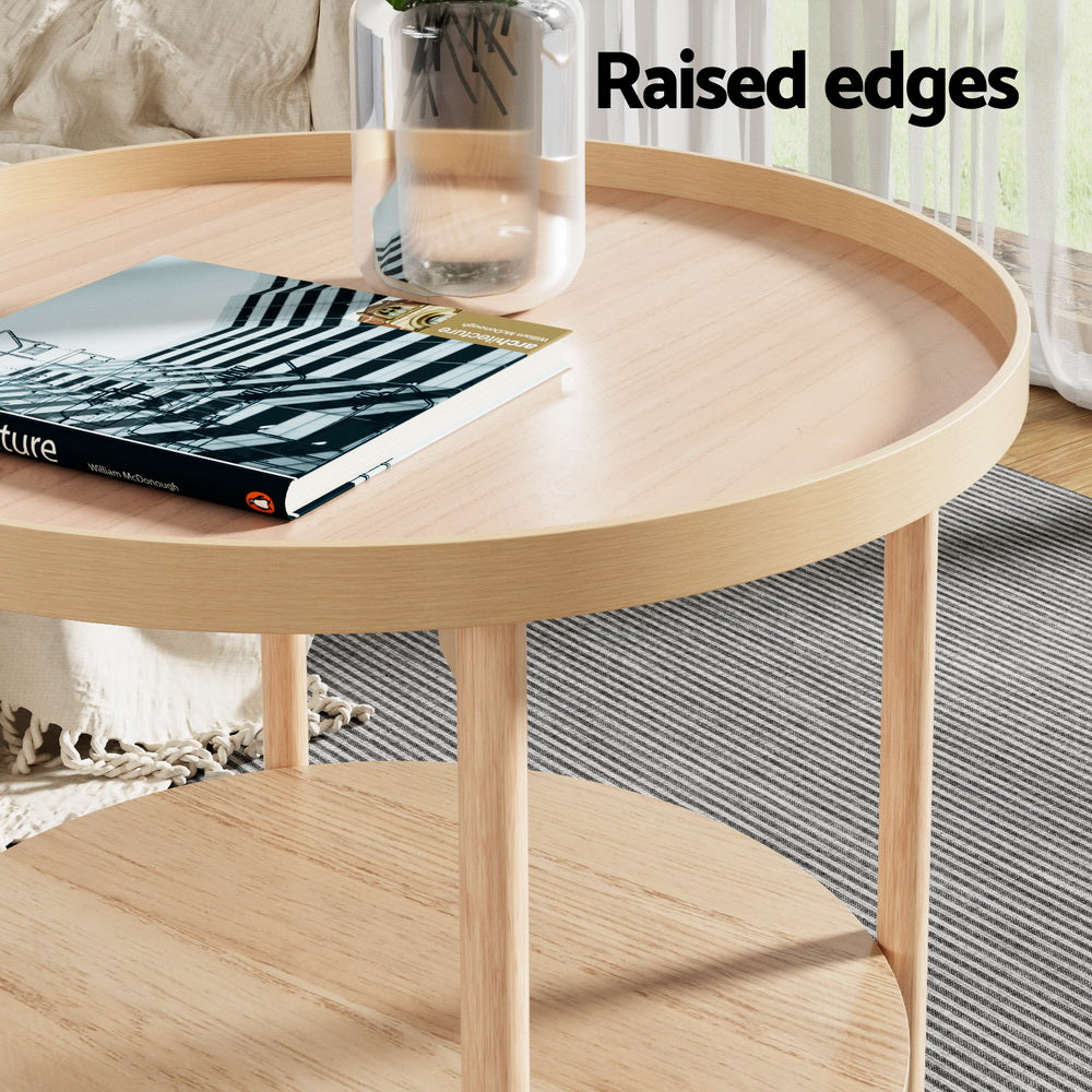 Coastal Charm - Artiss Coffee Table Side Table Round 70CM