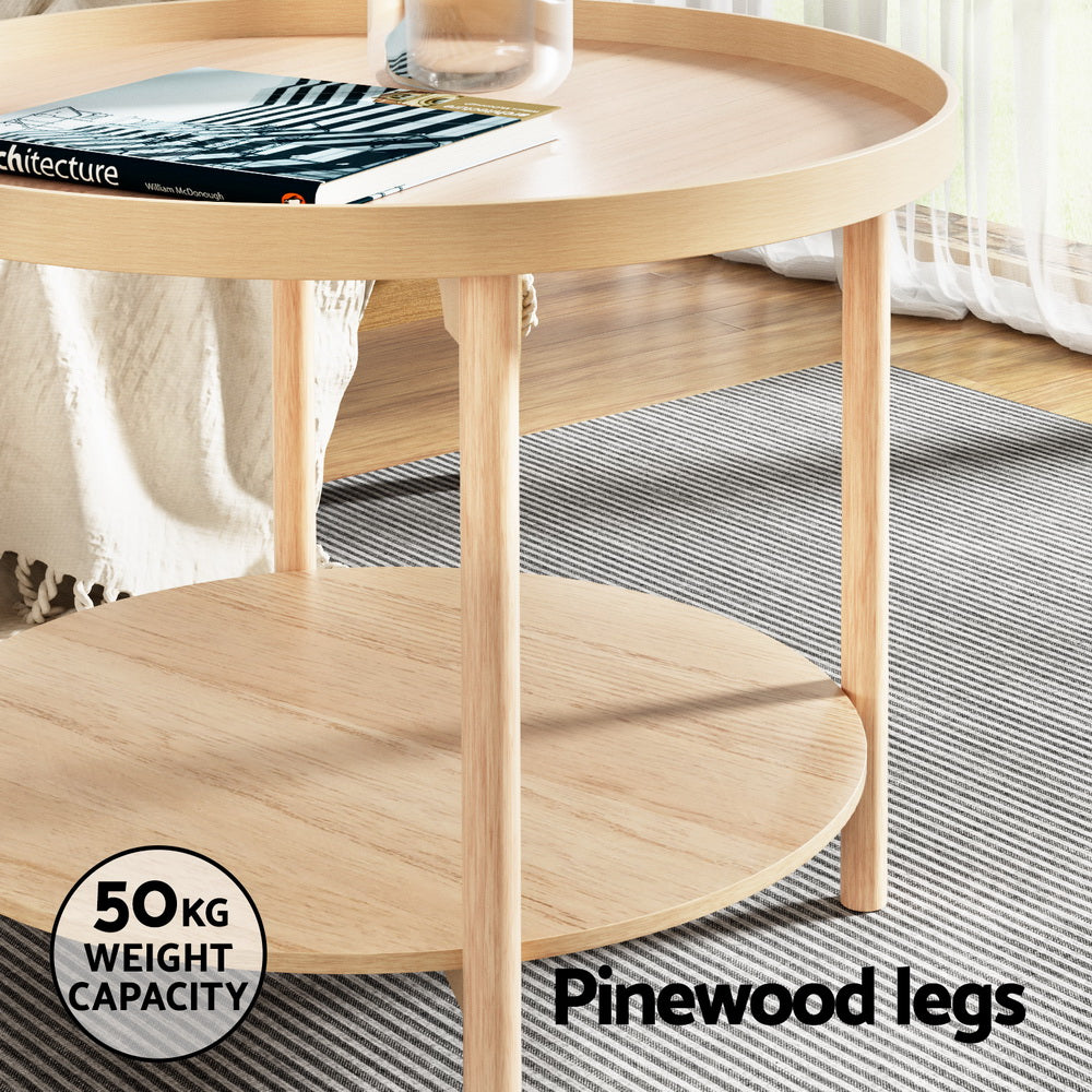 Coastal Charm - Artiss Coffee Table Side Table Round 70CM