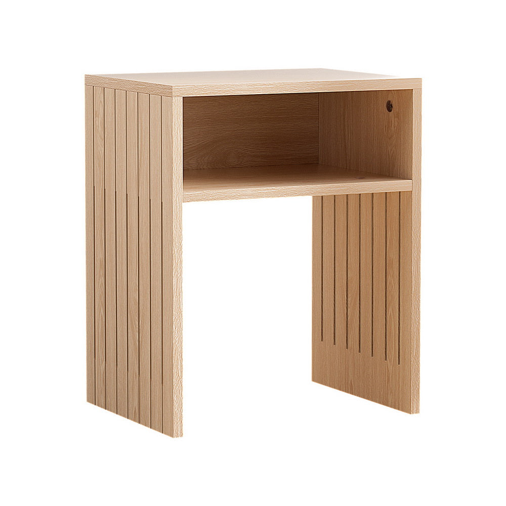 Coastal Charm - Artiss Coffee Table Storage Shelf Fluted Side Pine