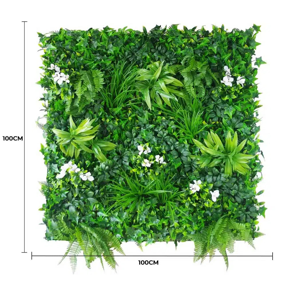 Luxury Snowy White Vertical Garden / Green Wall UV Resistant 100cm x 100cm