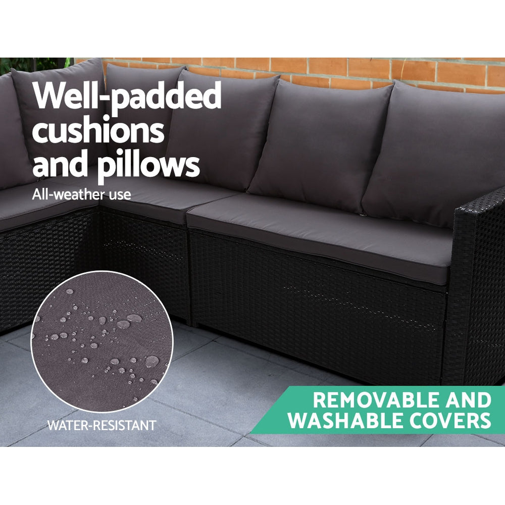 9 Seate Outdoor Furniture Dining Setting Sofa Set Lounge Wicker  Black