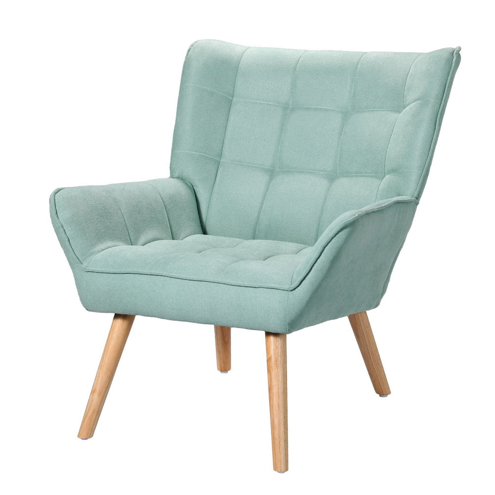 Coastal Charm Armchair Lounge Chair Accent Chairs Sofa Linen Fabric Cushion Seat Blue