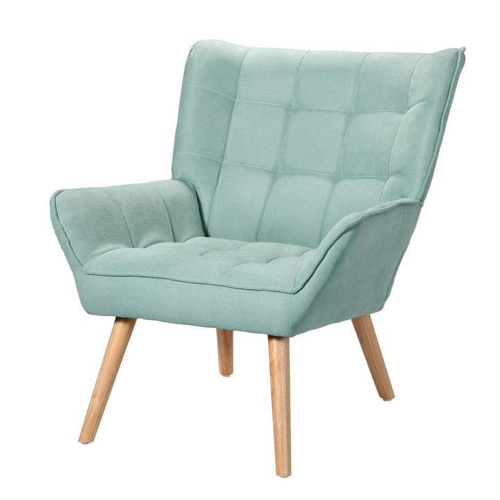 Coastal Charm Armchair Lounge Chair Accent Chairs Sofa Linen Fabric Cushion Seat Blue
