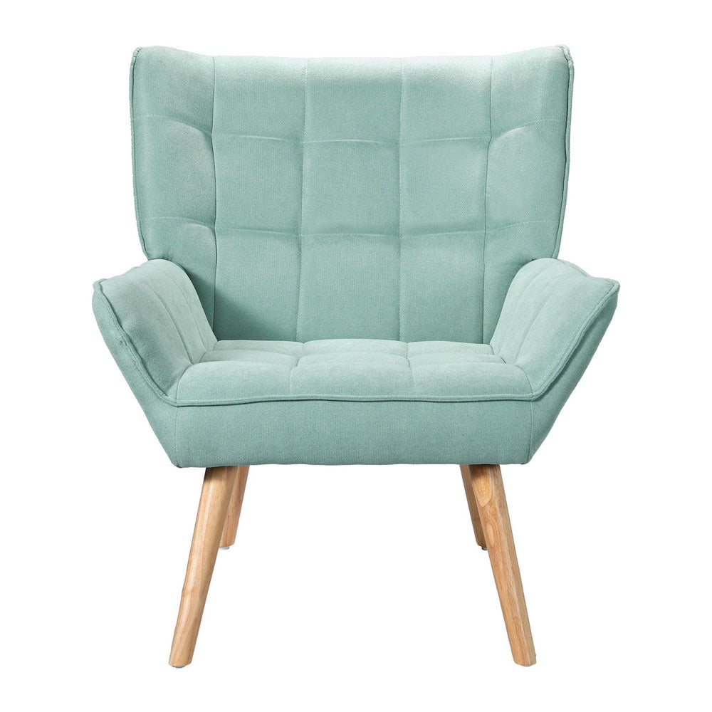 Coastal Charm Armchair Lounge Chair Accent Chairs Sofa Linen Fabric Cushion Seat Blue