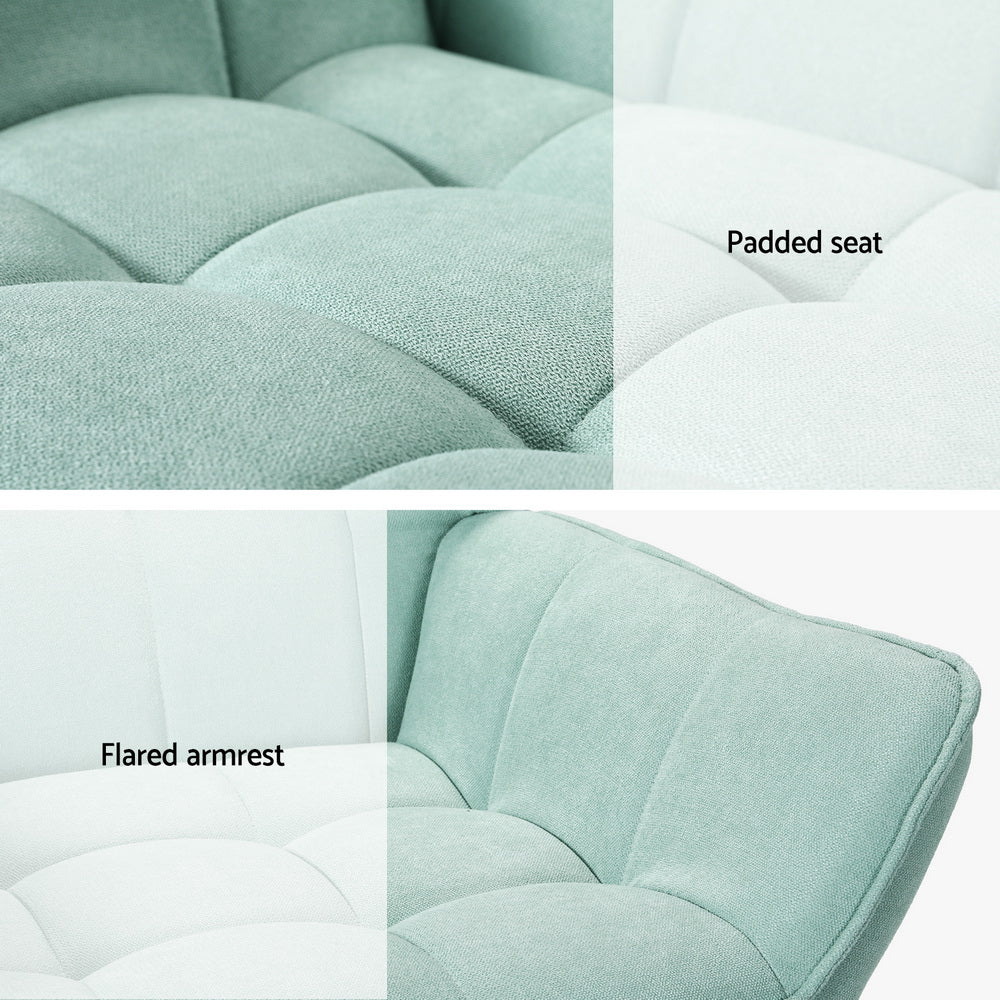 Coastal Charm Armchair Lounge Chair Accent Chairs Sofa Linen Fabric Cushion Seat Blue
