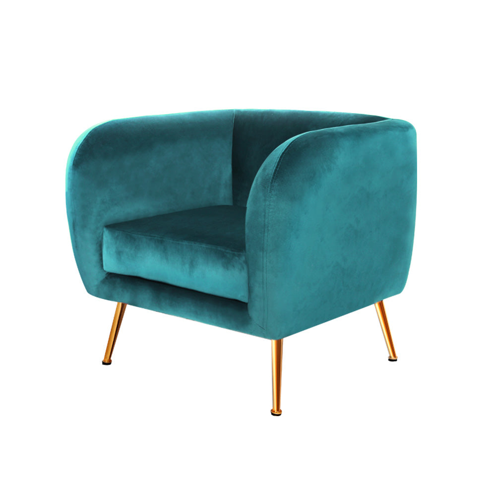 Coastal Charm Armchair Lounge Sofa Arm Chair Accent Chairs Armchairs Couch Velvet Green