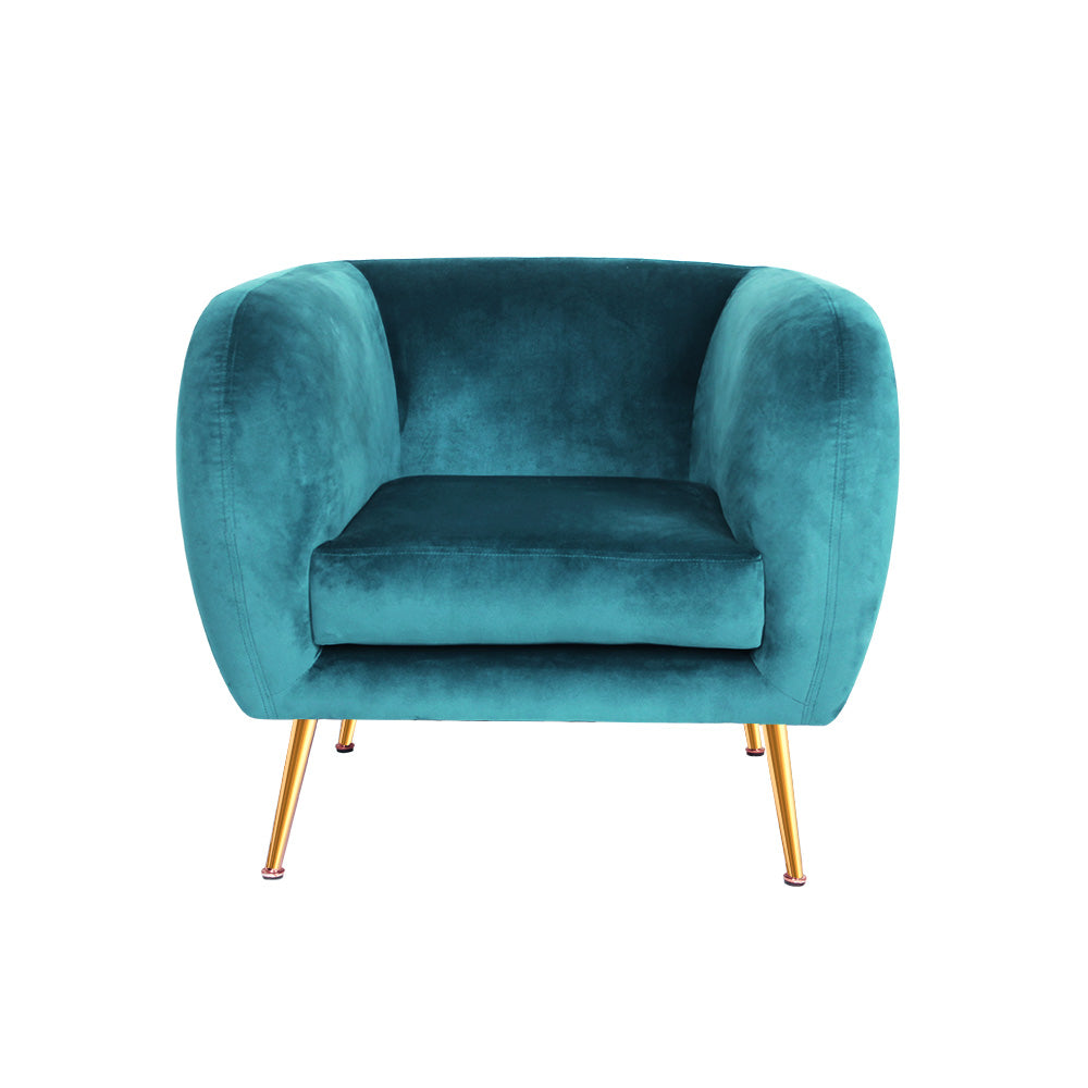 Coastal Charm Armchair Lounge Sofa Arm Chair Accent Chairs Armchairs Couch Velvet Green