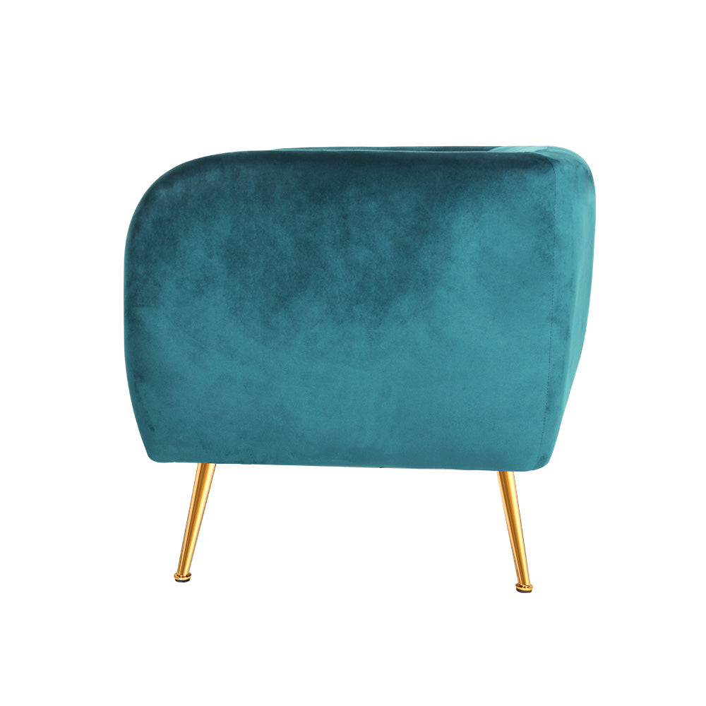 Coastal Charm Armchair Lounge Sofa Arm Chair Accent Chairs Armchairs Couch Velvet Green