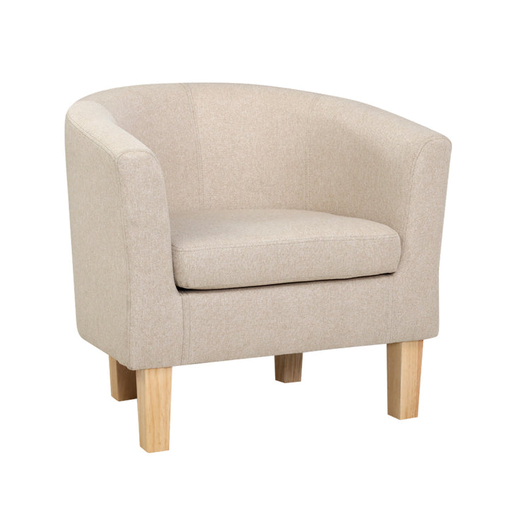 Coastal Charm Armchair Lounge Chair Tub Accent Armchairs Fabric Sofa Chairs Beige