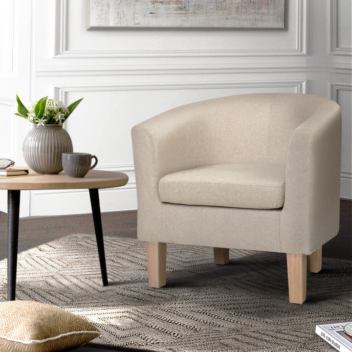 Coastal Charm Armchair Lounge Chair Tub Accent Armchairs Fabric Sofa Chairs Beige