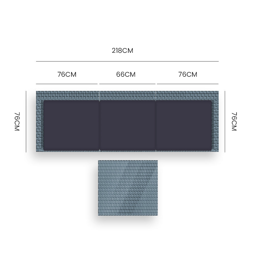 4 Piece 3 Seater Modular Outdoor Lounge Setting incl. Coffee Table, Grey