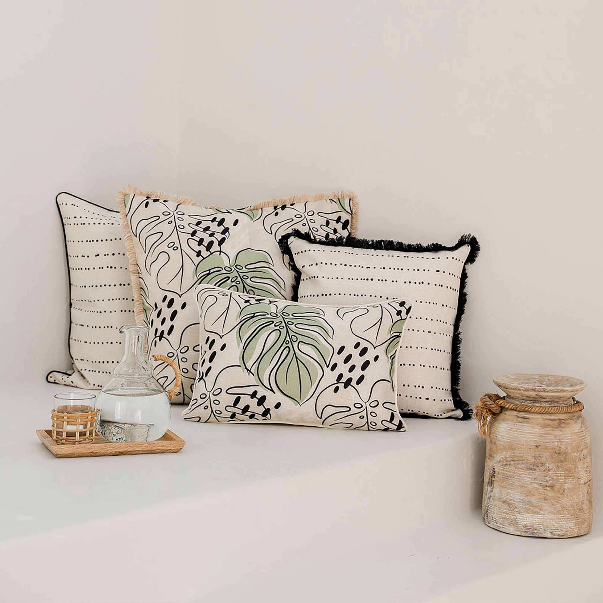 Cushion Cover-Coastal Fringe-Rainforest Sage-60cm x 60cm