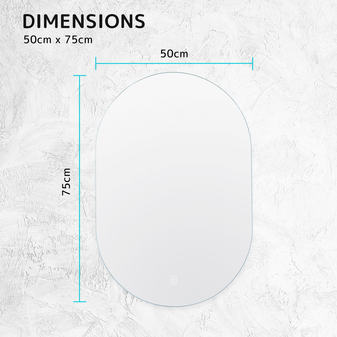 LED Wall Mirror Oval Anti-Fog Bathroom 50x75cm