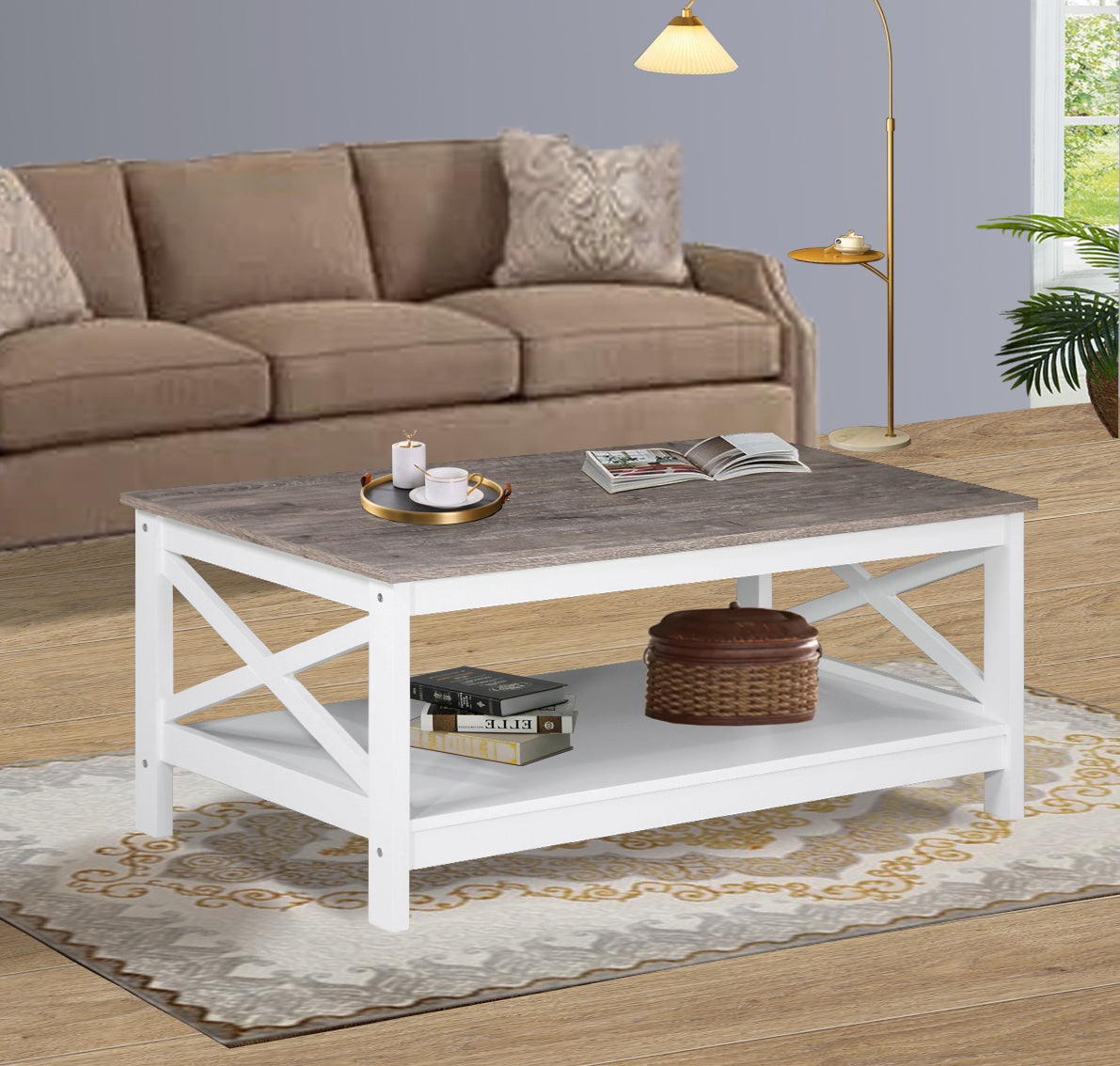 Coastal Charm - Coastal Coffee Table in White and Grey