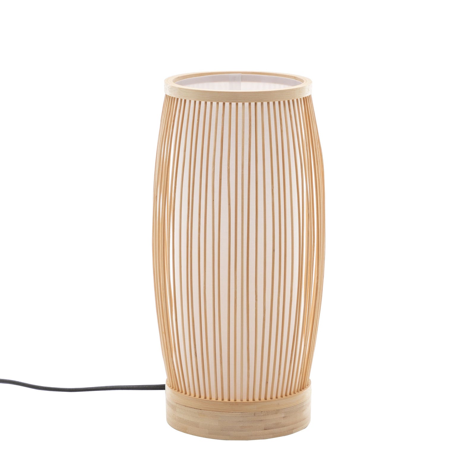 Natural Woven Bamboo Cylinder Table Lamp Light Shade Boho Tropical Coastal