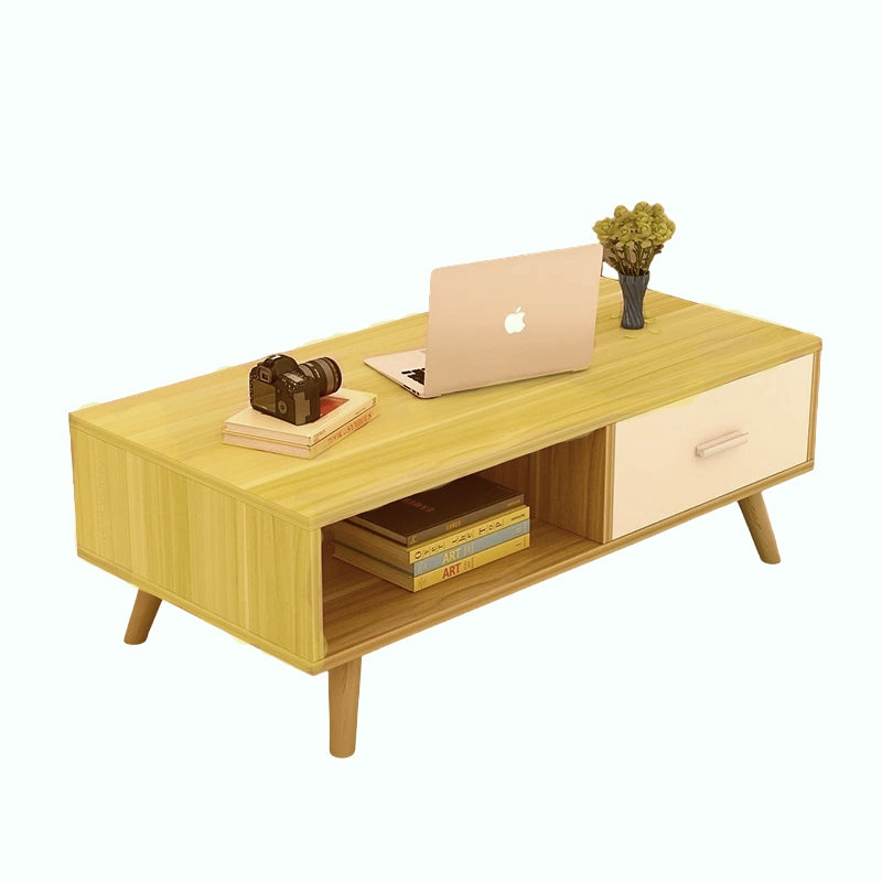 Coastal Charm - NNECN Coffee Table with Storage Drawer and Open Shelf