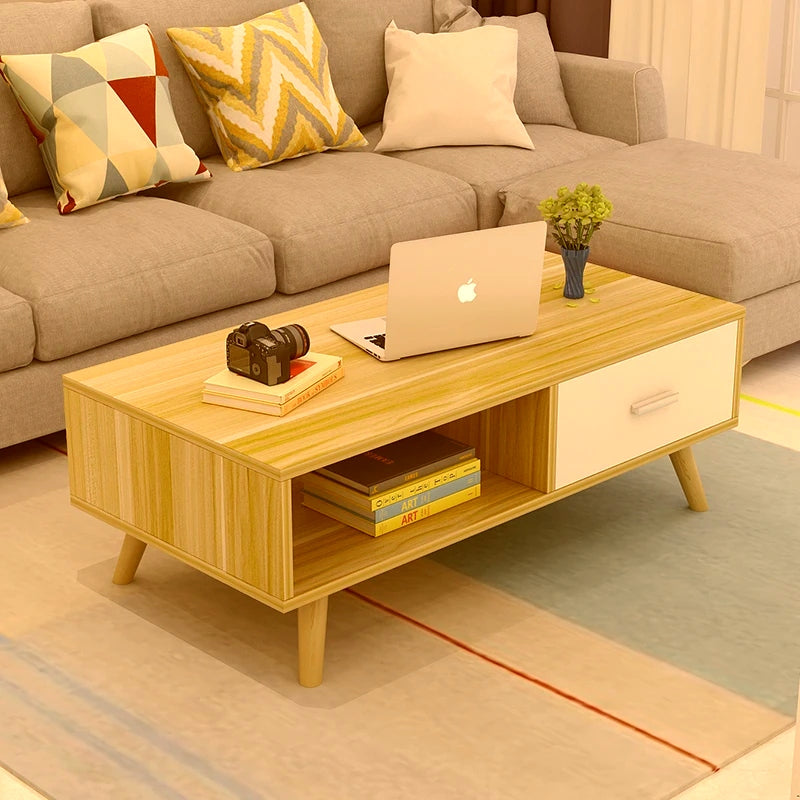 Coastal Charm - NNECN Coffee Table with Storage Drawer and Open Shelf