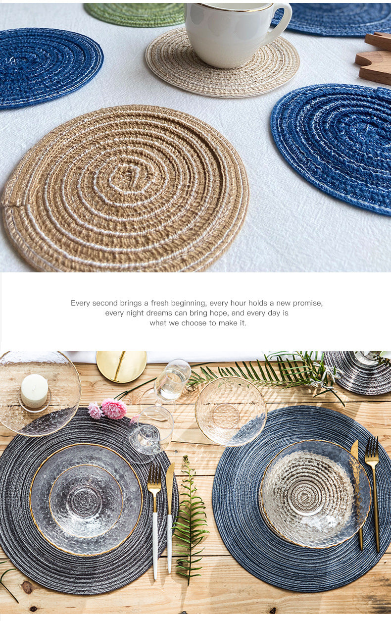 Round Woven Placemats -Colorful Braided Table Mats for Dining & Home Decor 30cm 10pcs grey