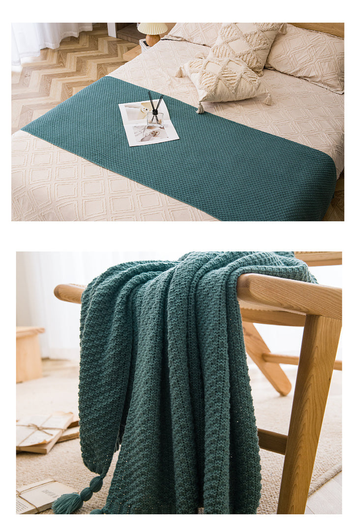 Dark Grey 110cm x 150cm Soft Tassel Throw Blanket for Sofa or Bed, Cozy  Casual Blanket for Office Nap, Minimalist Bed End Cover